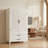 Tall White & Natural Multi-functional Storage Cabinet With Carved Detailing