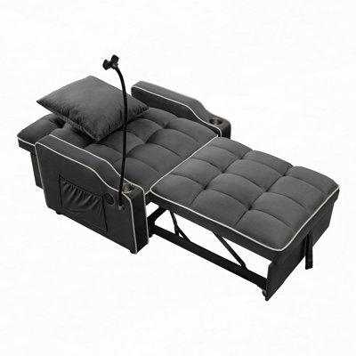 3-in-1 Convertible Chair Bed with USB Port and Phone Holder
