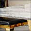 Élégante table de salle à manger rectangulaire en faux marbre 70 po avec base en acier inoxydable à finition miroir, parfaite pour les salles à manger modernes et spacieuses-304857863-304857862