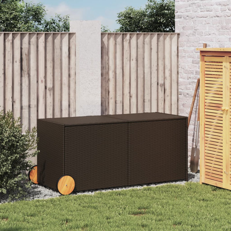 17 Stories Nykera 127cm W 74L Deck Box with Wheels, Brown