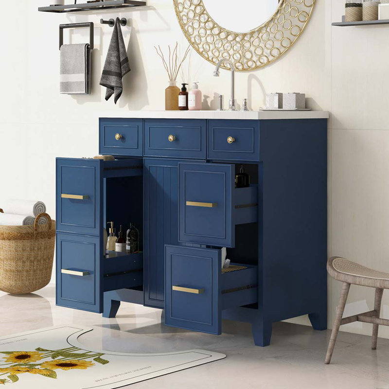 Ensemble de meuble-lavabo simple 36 po Giota, Bleu marine