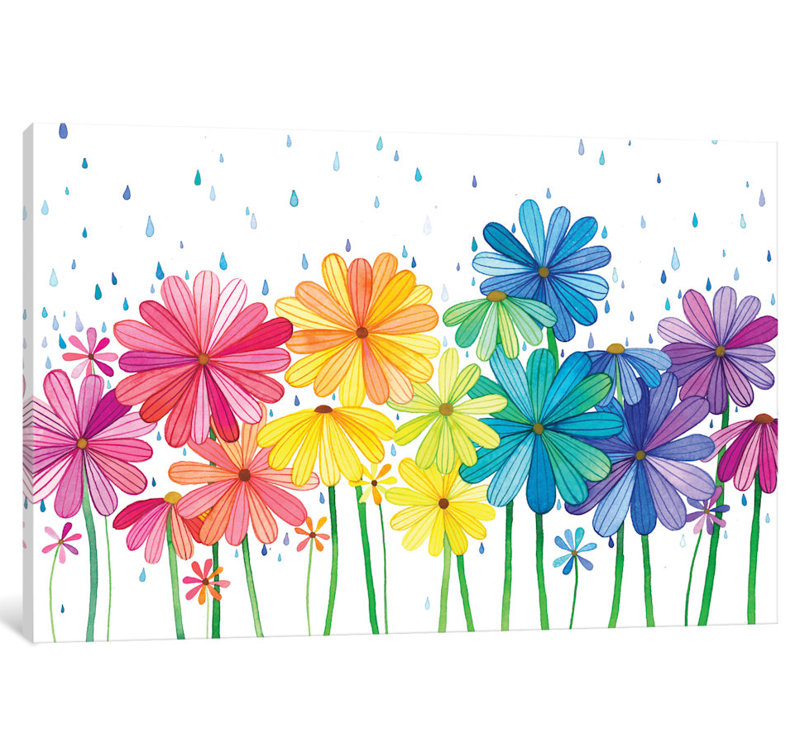 «Rain Rainbow» par Ana Victoria Calderon, reproduction d'art sur toile tendue, H 26 po x l 40 po x P 1,5 po