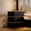 3-Drawer LED Smart Black Beside Table with Wireless Charger