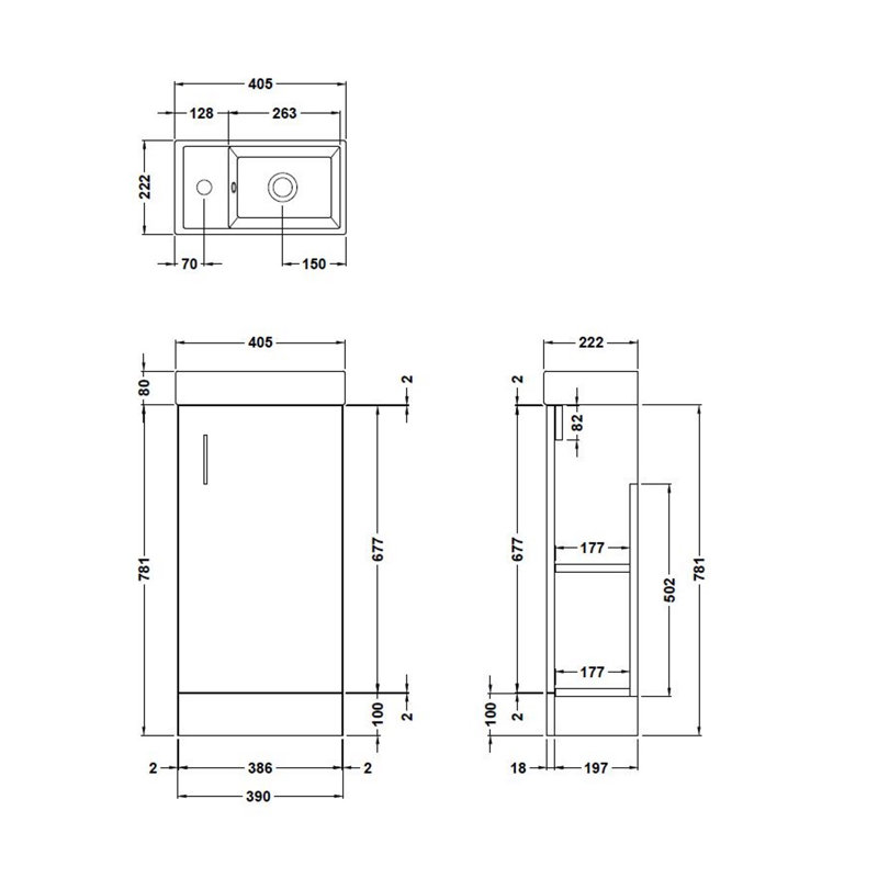 Vault 400mm Bathroom Vanity with Integrated Ceramic Basin, Charcoal Black