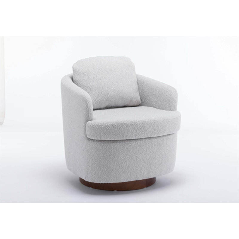 Comfortable Boucle Bevans Swivel Accent Chair with Solid Wood Frame, Perfect for Modern and Cozy Living Spaces., Light Gray