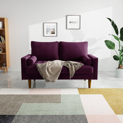 Canapé Masterson moderne, canapé en velours de 58 pouces pour le salon, coussins à ressorts, coussins modernes à assemblage facile avec coussin décoratif pour petits espaces