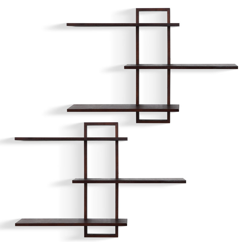 3 Piece Wood Bracket Shelf, Brown