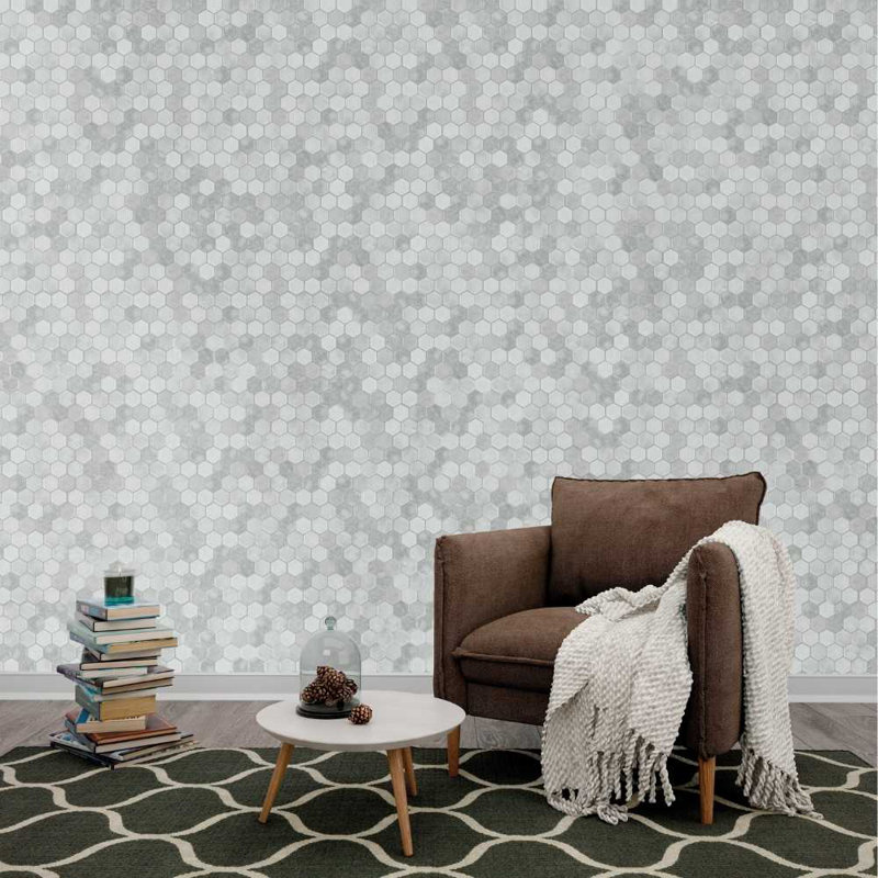 Eterna Hexx 2" x 2" Glass Mosaic Floor and Wall Tile, Shabby Gray