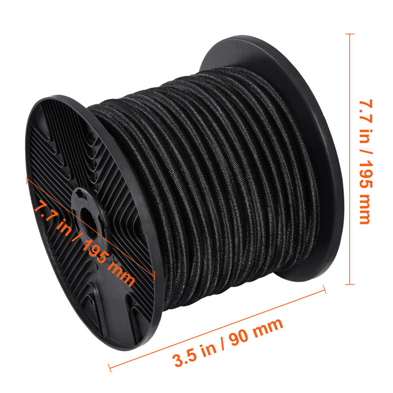 Cordon élastique de 1/4 de pouce avec sangles élastiques robustes de 120 pi / 36 m, extensible à 100%