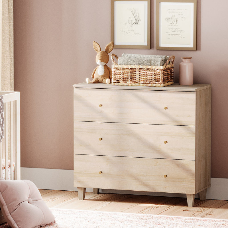 Commode pour enfants avec 3 tiroirs pour chambre d'enfant, Chêne clair