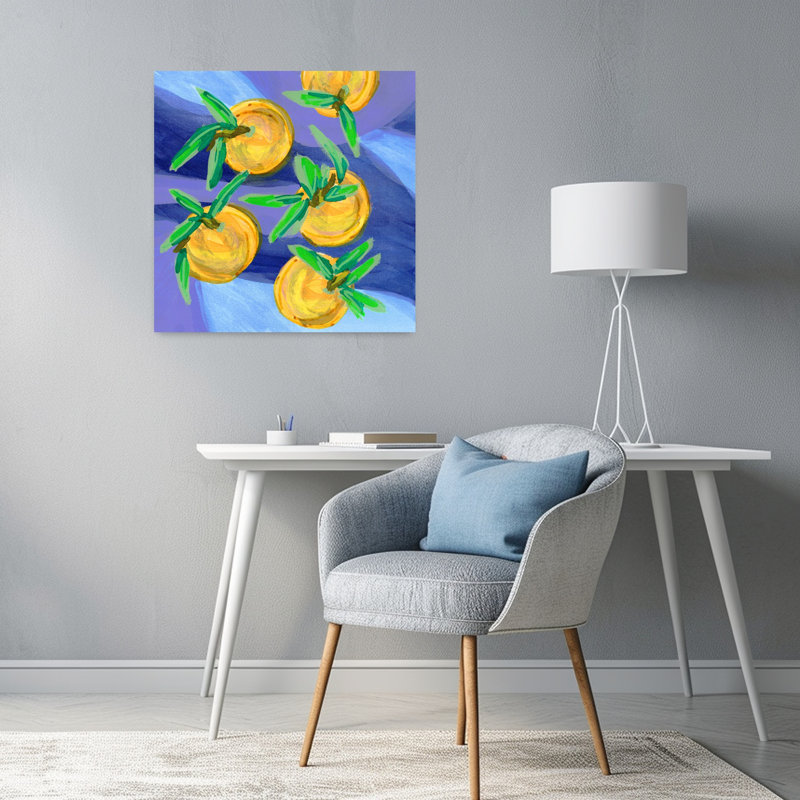 Clémentine jaune audacieux abstrait contemporain lavande, H 24 po x l 24 po