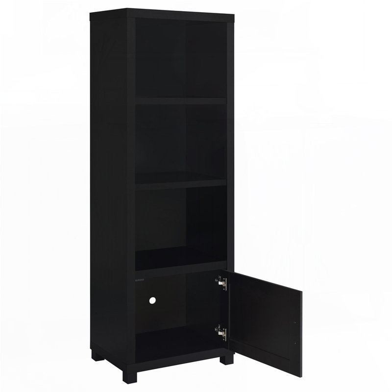 Black 3-Shelf Media Tower with Cabinet