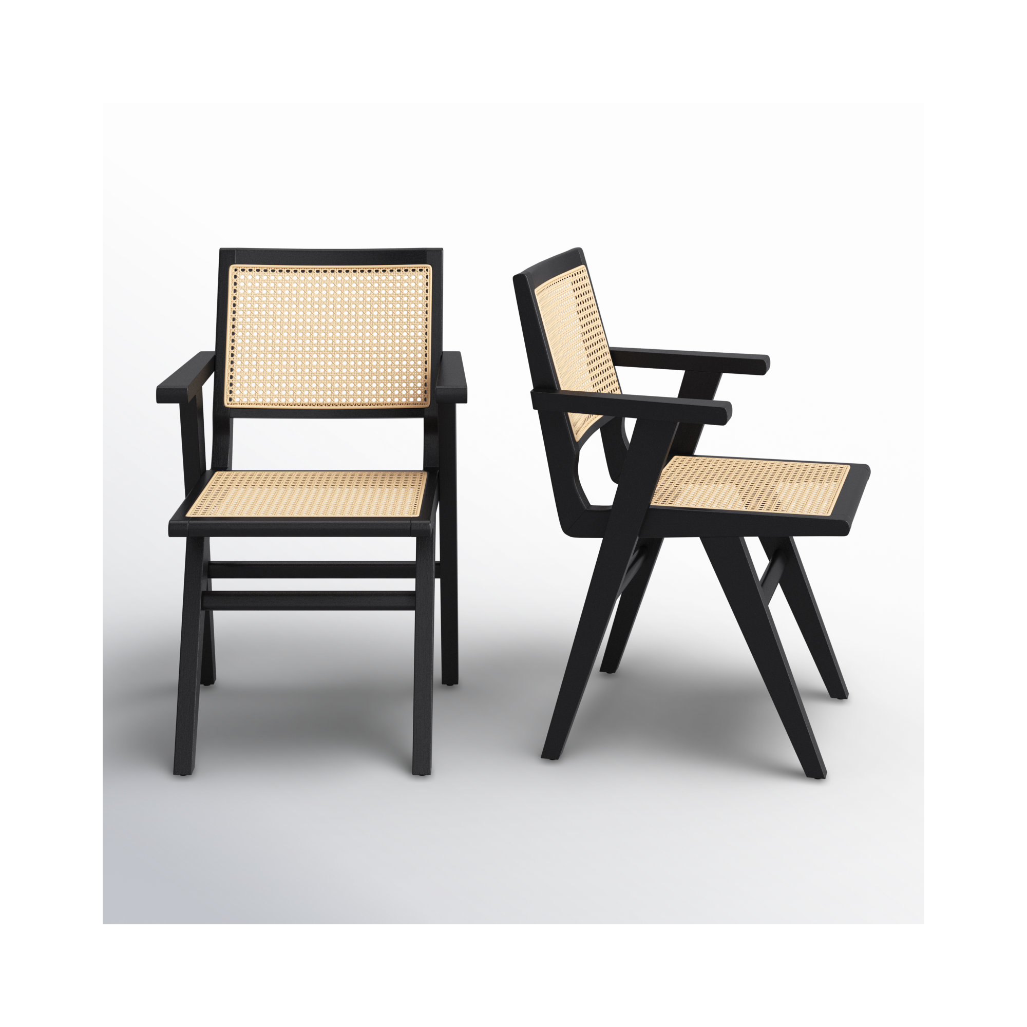 Atticus Cane Arm Chair, Black