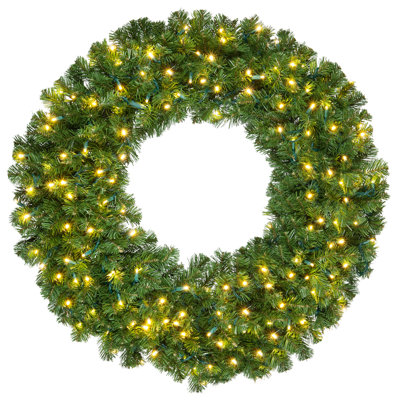 Faux Lighted Pine Wreath