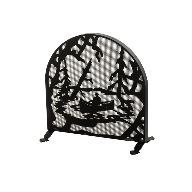 Rustic Lodge Steel Fireplace Screen