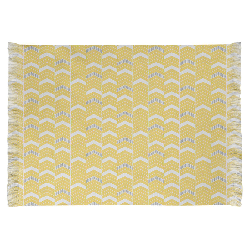 Tapis jaune à motif de rayures à chevrons, Oui