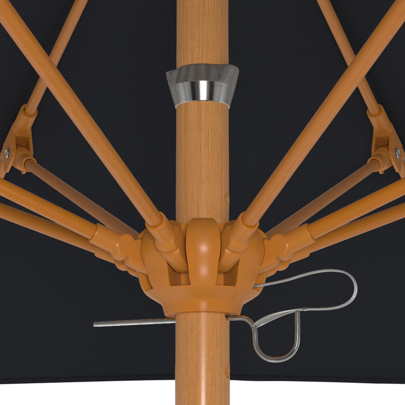 Parasol en bois de teck 7,5 pi, Noir