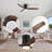 52 Inch Ceiling Fan With Light, 3 Dark Walnut Solid Wood Blades,Remote Control,6-Speed Reversible DC Motor For Bed Room,Dining Room,Living Room.
