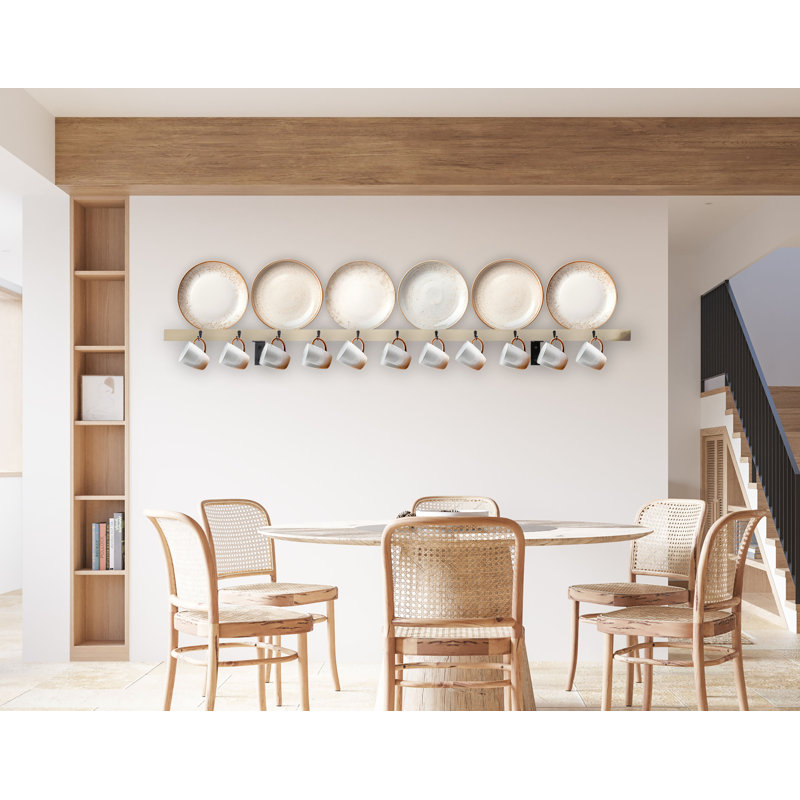 Rayne Plate Display Shelves With Hooks, 72/3/2, Raw