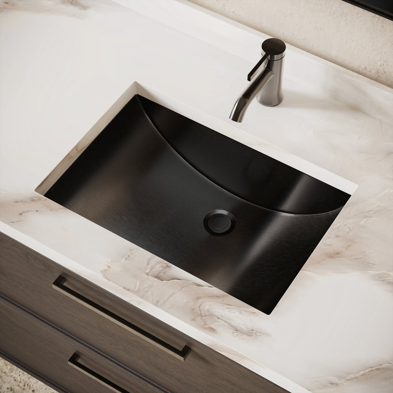 Lavabo de salle de bain rectangulaire encastrable en acier inoxydable noir de calibre 18 de 21 po Cantrio MS-012B