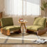 Fauteuil à bascule en bois massif recouvert de chenille avec siège et dossier rembourrés (lot de 2)