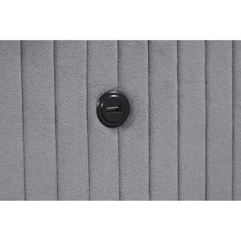 Lit en bois avec éclairage ambiant Lizelle Upholstedry, Gris, Grand lit