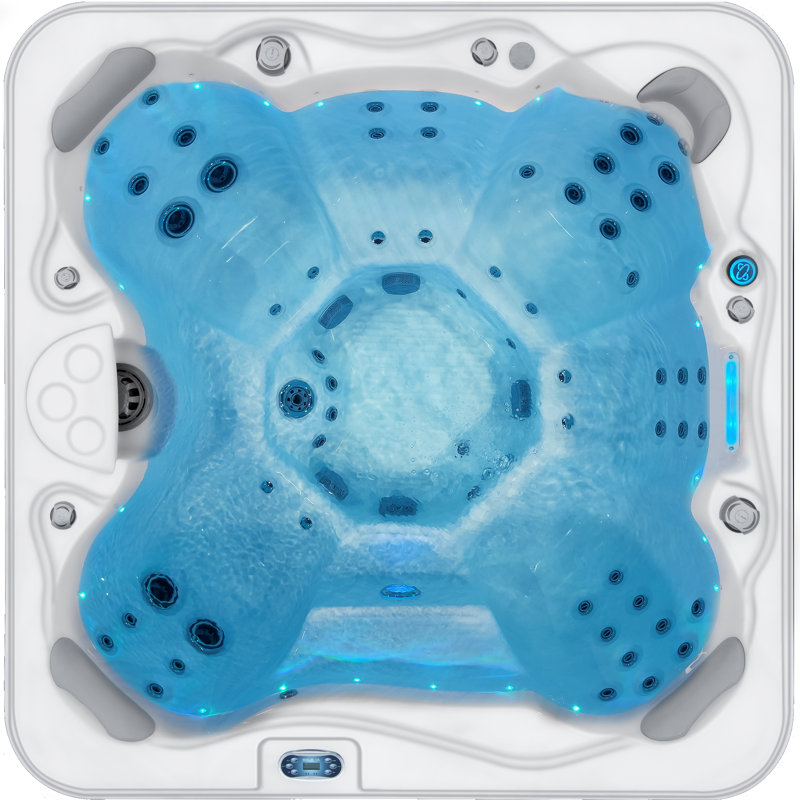 Destination 6-Person Grey and White Rectangle Hot Tub with 59 Jets