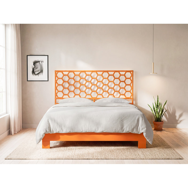 Honeycomb Bed, Citrus Orange, Extra-long Twin