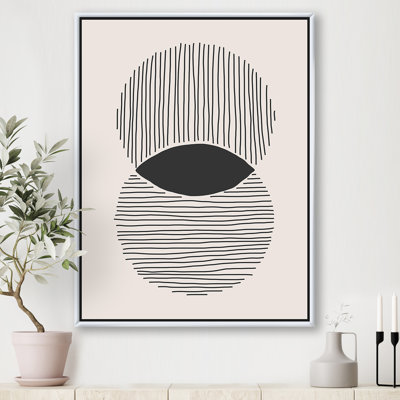 Minimal Geometric Lines and Circle II - reproduction de cadre flottant sur toile