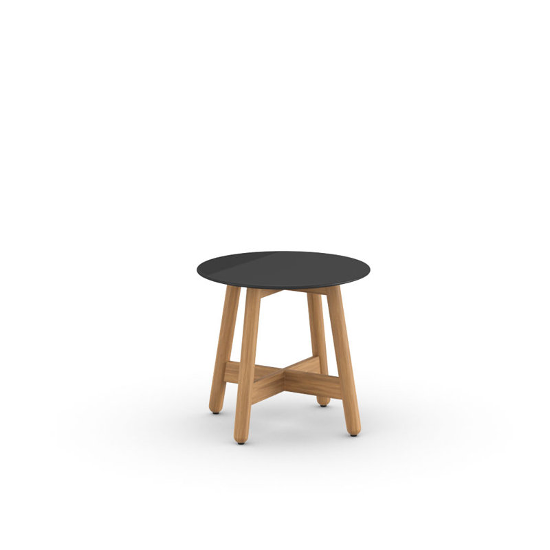Mbrace Outdoor Round Teak Side Table, Black