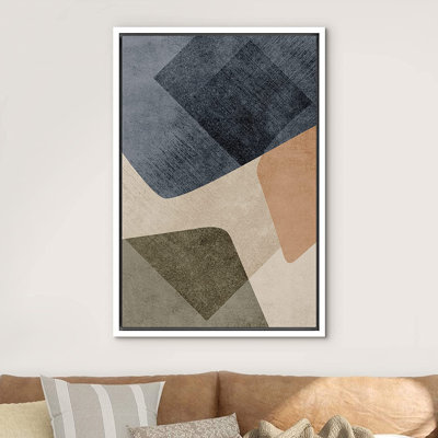 «Mid Century Shape Pastel Cool Colorful Vintage Polygons Abstract Shape - Floater Frame», impression sur toile