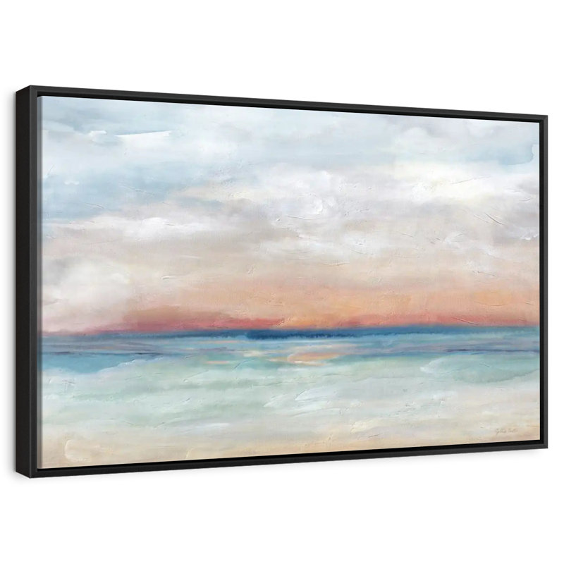 Scène sereine, paysage lumineux, 31 po x 21 po, Cadre flottant noir