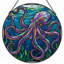 Vitrail de fenêtre en verre coloré 7,8 po H Octopus-164529659