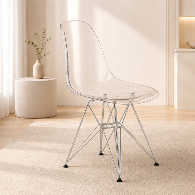 Chaise de salle à manger Northfleet, Simple, Chrome chrome, Transparent