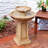 Beveled Flower Light Brown Polyresin 2-Tier Birdbath Water Fountain