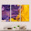 "Mauve et or", art abstrait fluide de luxe II - cadre flottant de 3 pièces, impression sur toile