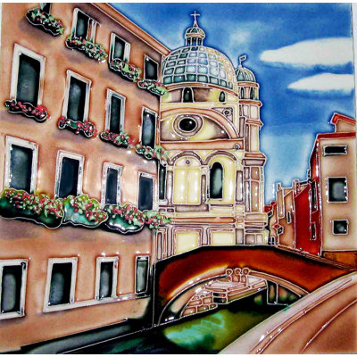 Venice with Building 8x8" Wall Décor Ceramic Art Tile Trivet Hot Plate