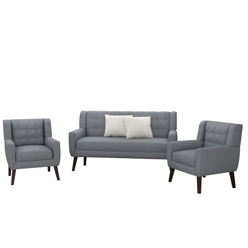 Jaqueze 3 Piece Sofa Set, Grey