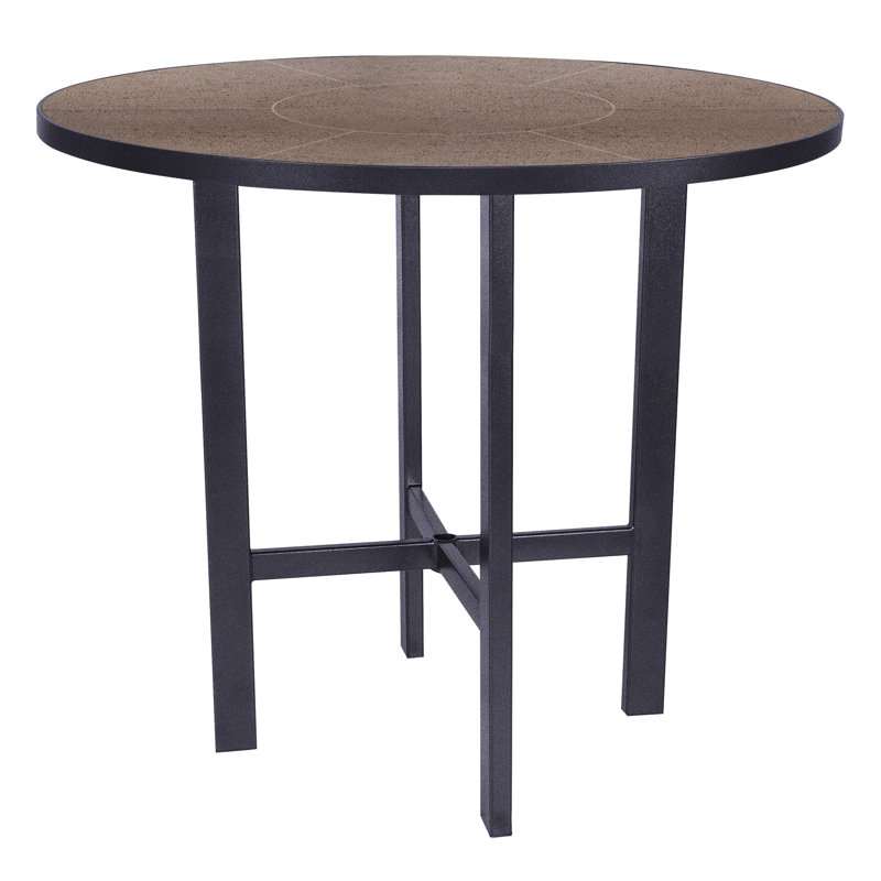 Tables Outdoor Round Bar Table, Canyon Taupe, Graphite, 39 H" W x 42" W x 42" D