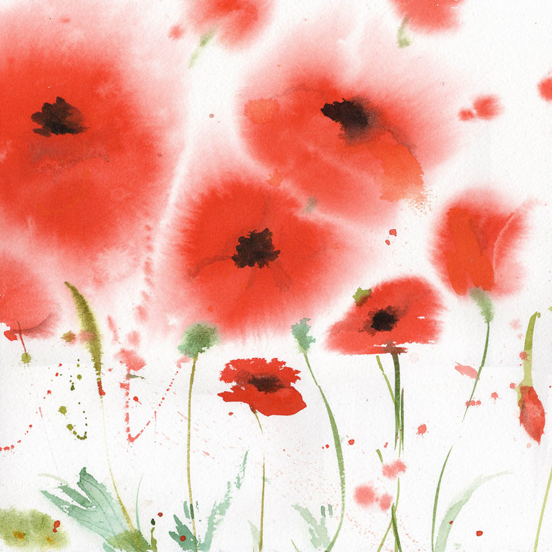 Ensemble de housse de couette en microfibre DiaNoche par Sheila Golden - Red Poppies