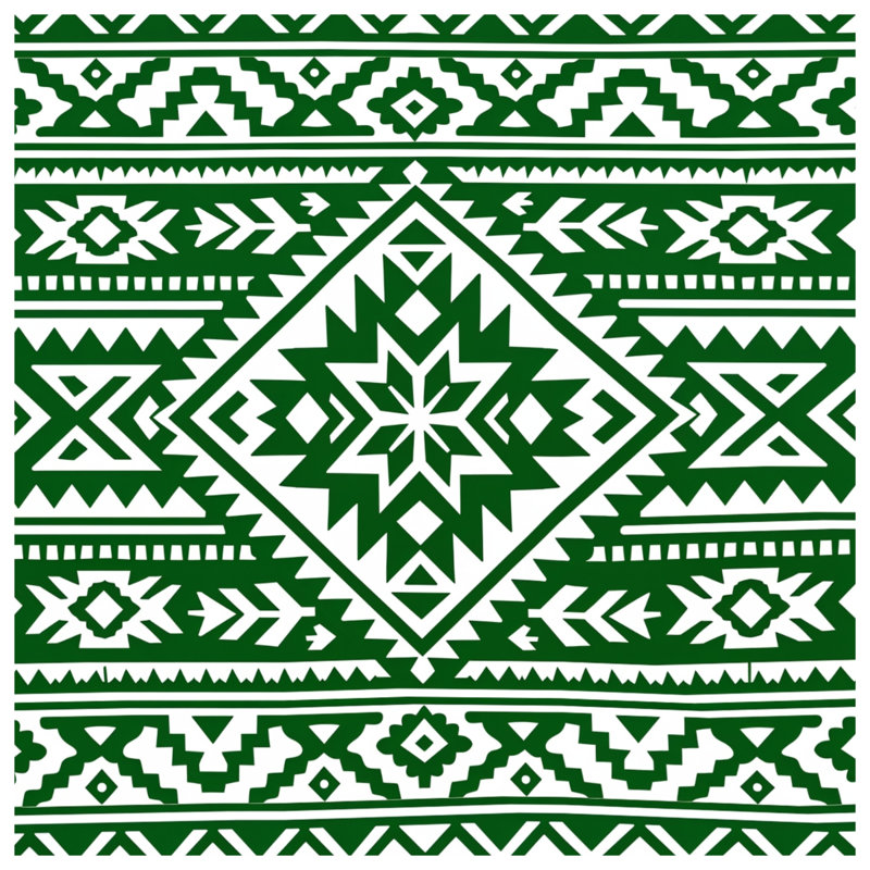 Édredon géométrique vert aztèque, Queen