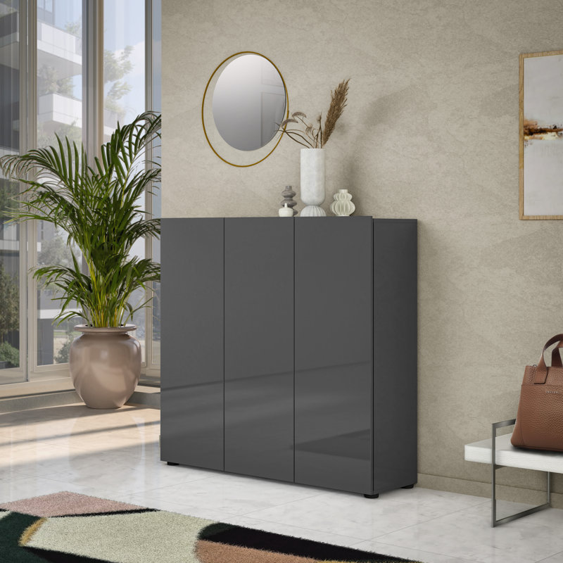 Cania 30 Pair Shoe Storage Cabinet, Anthracite Gloss