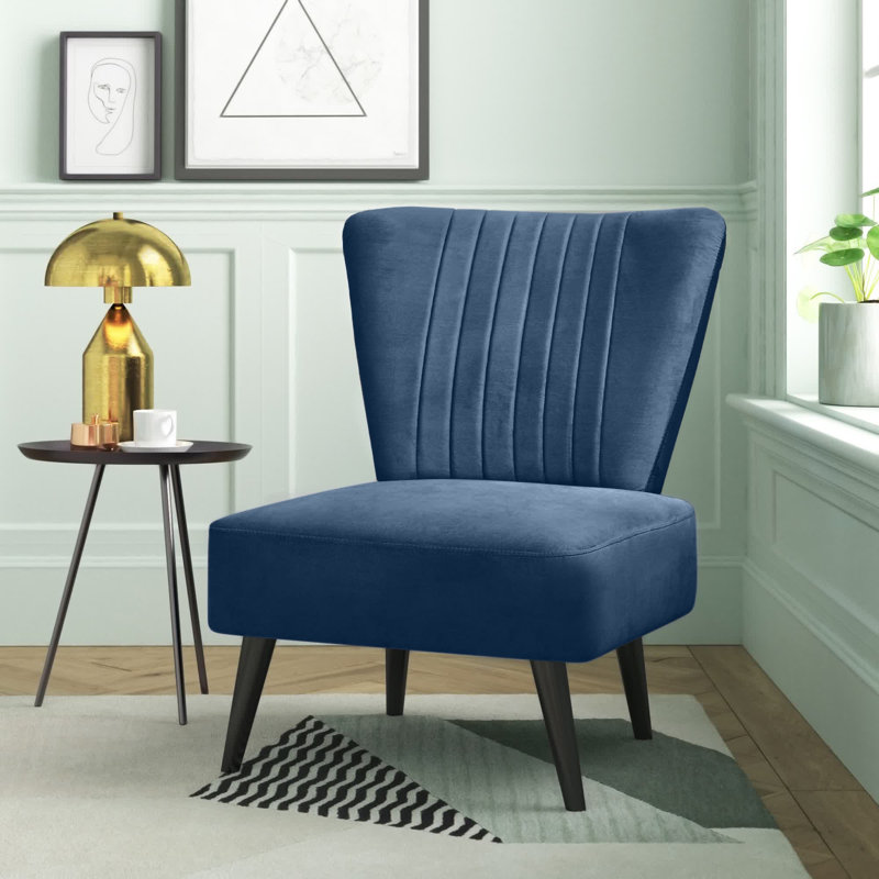 Collin Upholstered Slipper Chair, Royal Blue Velvet