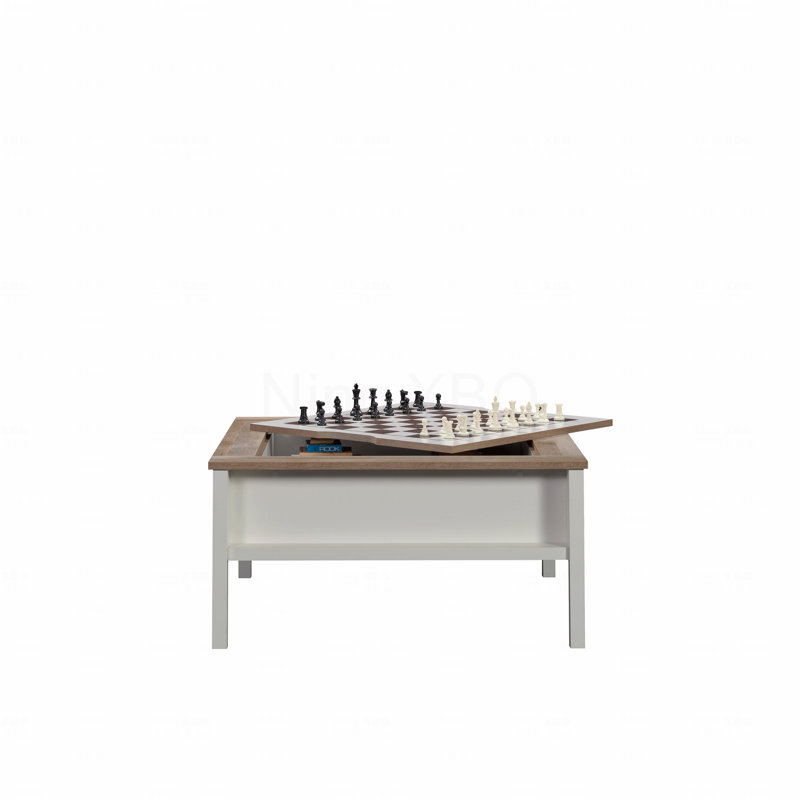 Wood Coffee Table With Chess Game Surface White