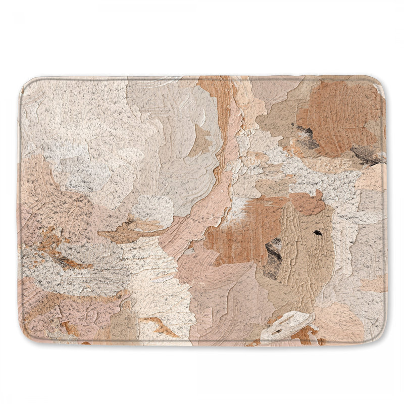 Tapis de bain texturé neutre abstrait, L 24 po x L 17 po