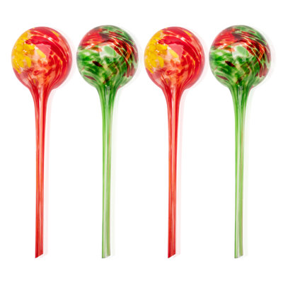 Indoor/Outdoor Plant Watering Glass Aqua Globe Stakes, Set of 4