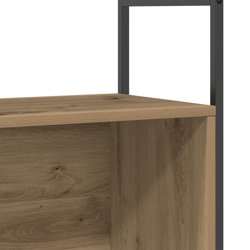 Bookshelf Engineered Wood, Metal Medium Bookshelves, Artisan Oak
