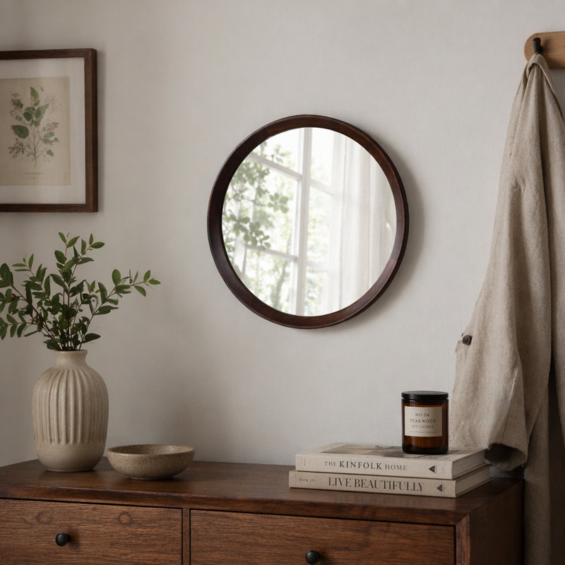 Miroir mural 20 po x 1,5 po, Marron foncé