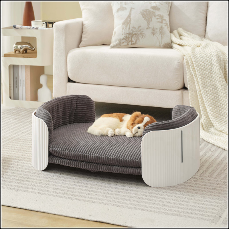 Lit pour animaux de compagnie, Blanc / Gris, H 10,23 po x l 33,46 po x P 20,07 po