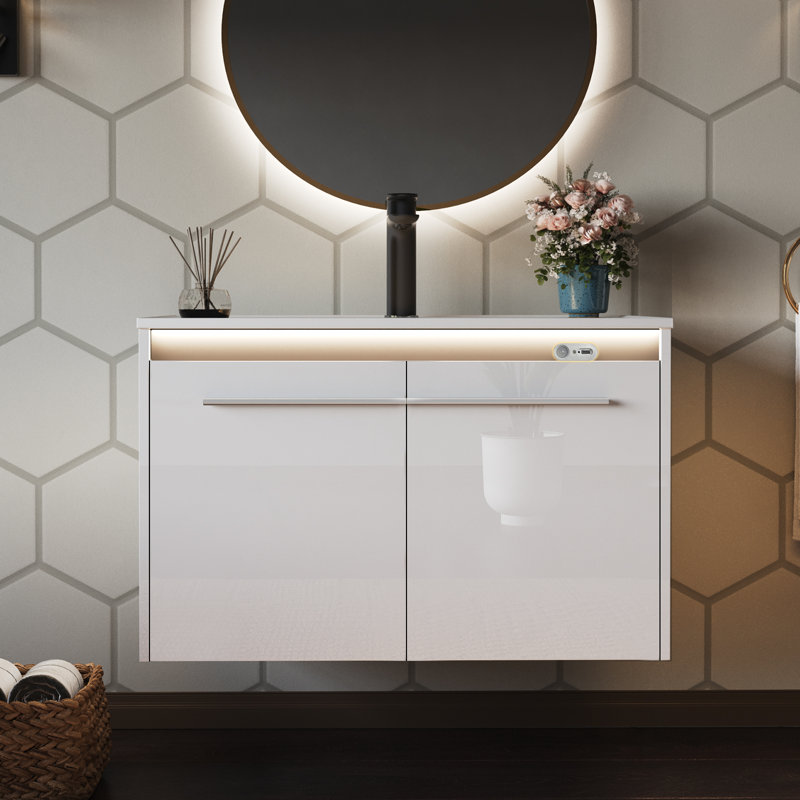 Ensemble de meuble-lavabo avec lavabo Ayanda, Blanc